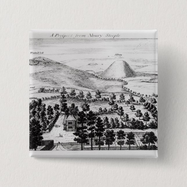 Chapa Cuadrada Visión desde la aguja de Avebury de la colina de (Anverso)