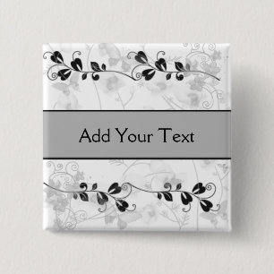 Chapa Cuadrada Visiones de la mariposa en negro y gris