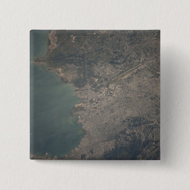 Chapa Cuadrada Vista aérea de la zona de Puerto Príncipe de Haití (Anverso)