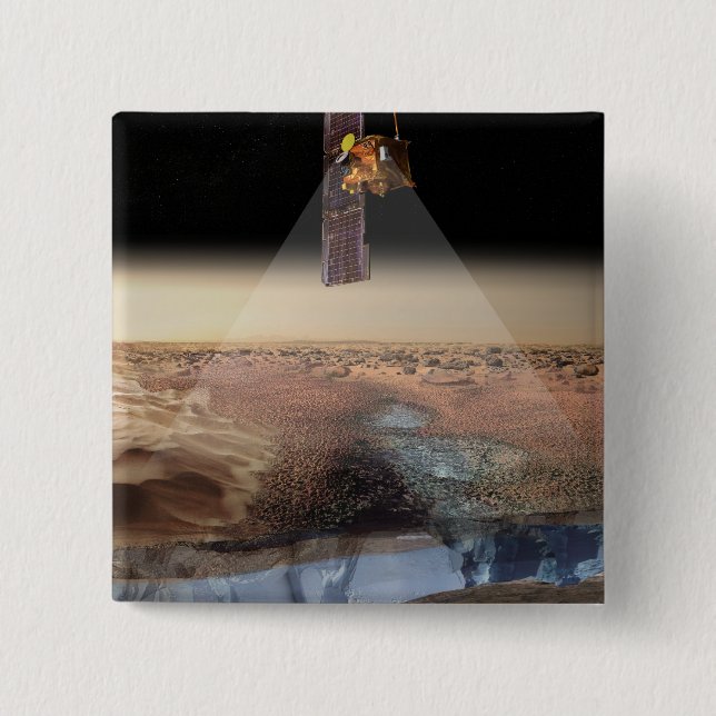 Chapa Cuadrada Vista artística de la odisea detectando hielo (Anverso)