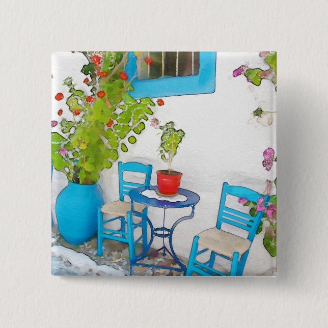 Chapa Cuadrada Vista de calle acuarela (Anverso)