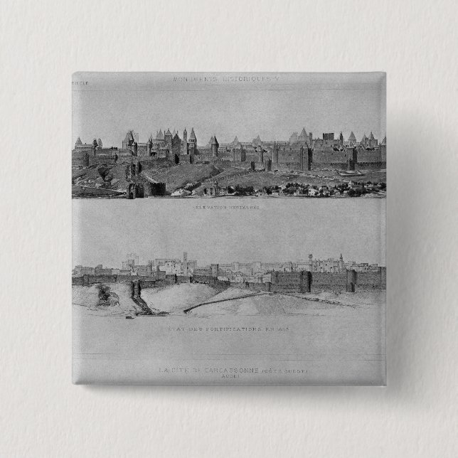 Chapa Cuadrada Vista de Carcasona del lado oeste (Anverso)