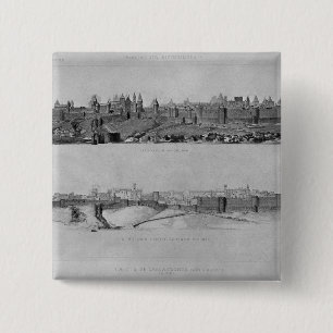 Chapa Cuadrada Vista de Carcasona del lado oeste