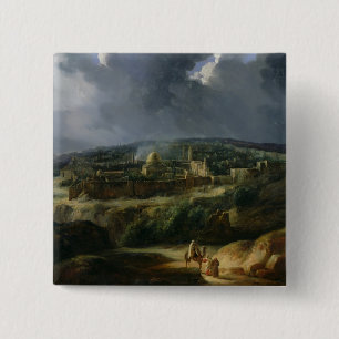 Chapa Cuadrada Vista de Jerusalén del valle de Jehoshaphat