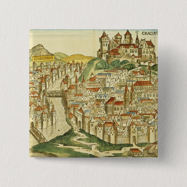 Chapa Cuadrada Vista de la ciudad de Cracovia (Kracow), del Nure (Anverso)