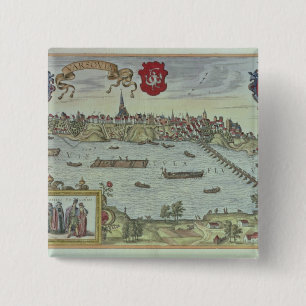 Chapa Cuadrada Vista de la ciudad de Varsovia al lado del río