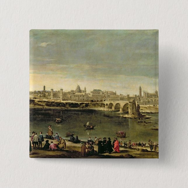 Chapa Cuadrada Vista de la ciudad de Zaragoza (Anverso)