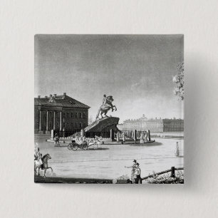 Chapa Cuadrada Vista de la estatua de Peter el grande