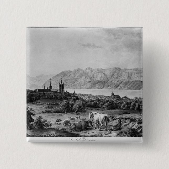 Chapa Cuadrada Vista de Lausanne (Anverso)