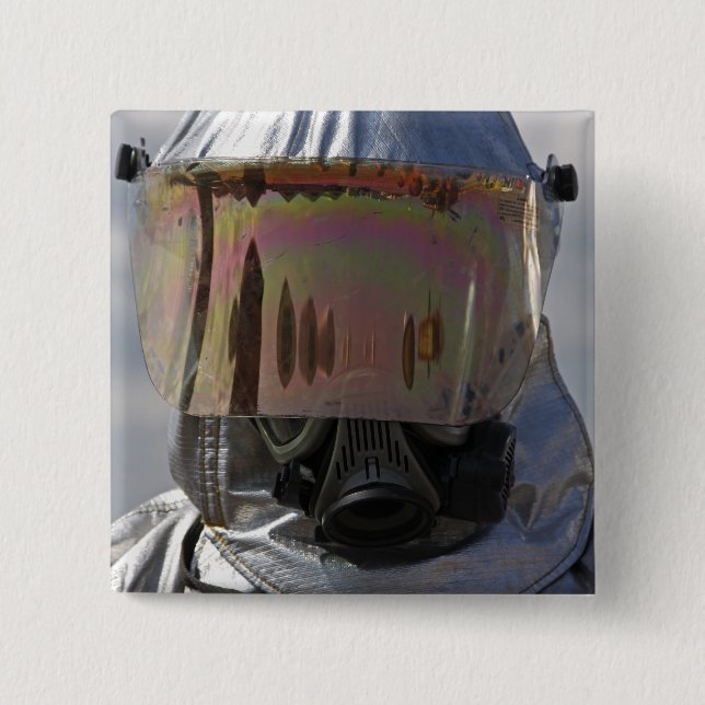 Chapa Cuadrada Vista de primer plano de un bombero (Anverso)