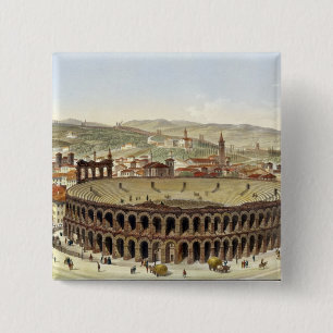 Chapa Cuadrada Vista del Amphitheatre romano, Verona, b grabado