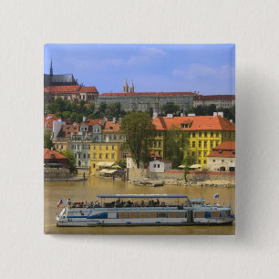 Chapa Cuadrada Vista del castillo de Praga y la ciudad por Vltava