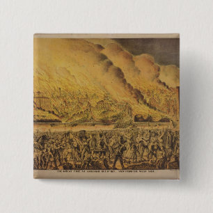 Chapa Cuadrada Vista del gran fuego de Chicago