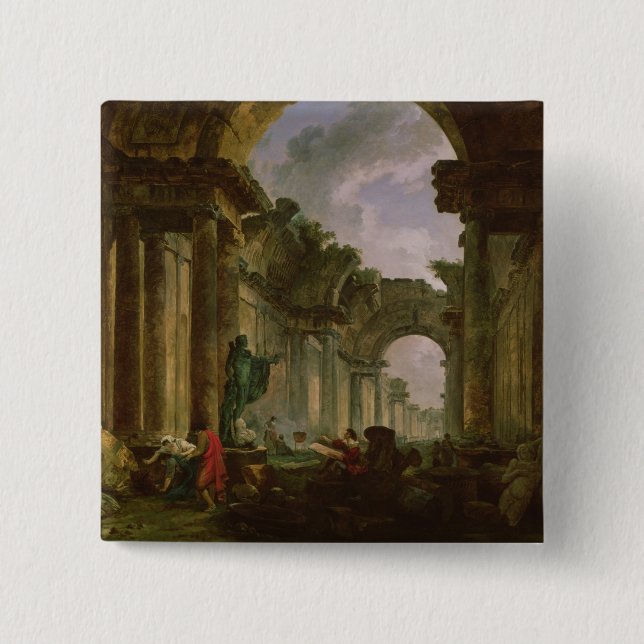 Chapa Cuadrada Vista imaginaria de la galería magnífica del (Anverso)