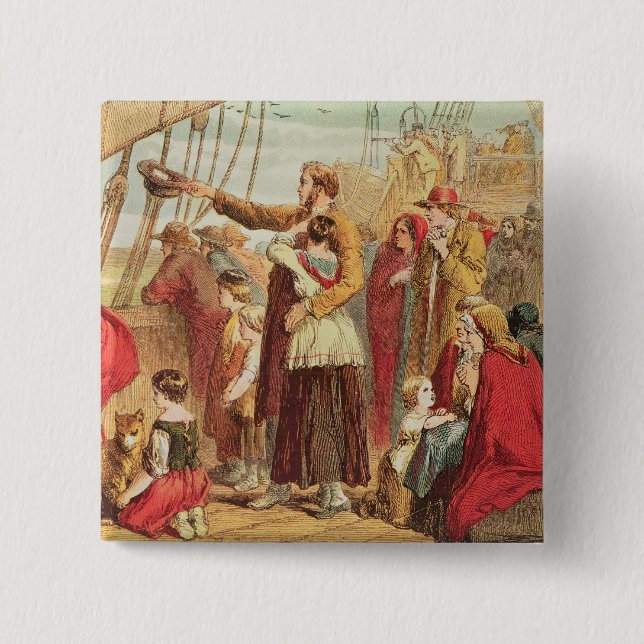 Chapa Cuadrada Vista pasada de Inglaterra vieja (Anverso)