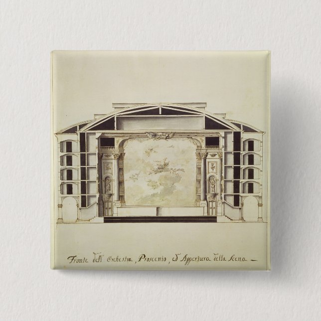 Chapa Cuadrada Vista seccionada transversalmente de un teatro en (Anverso)