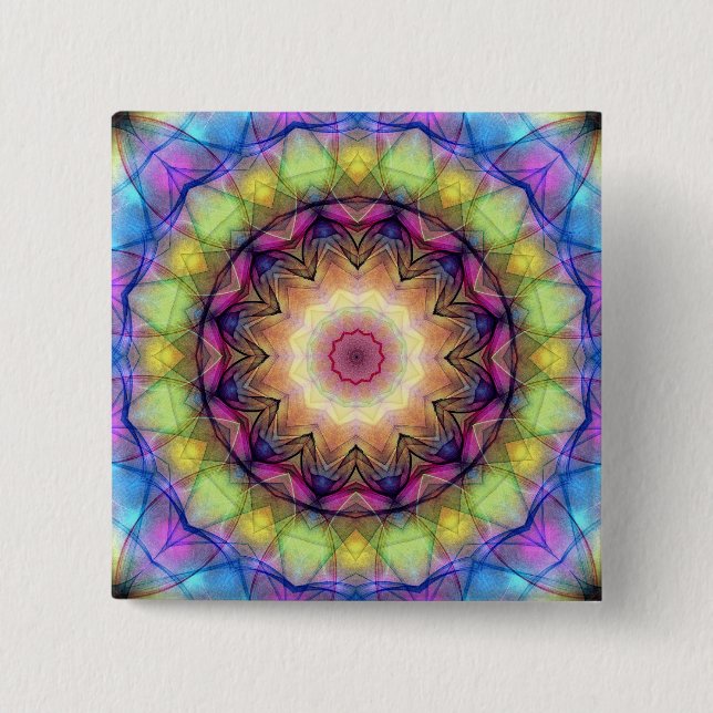 Chapa Cuadrada Vitral del arco iris (Anverso)