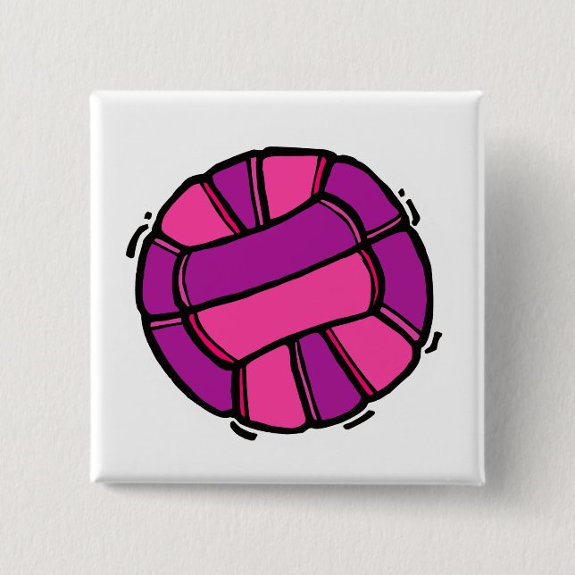 Chapa Cuadrada Voleibol rosado y púrpura (Anverso)