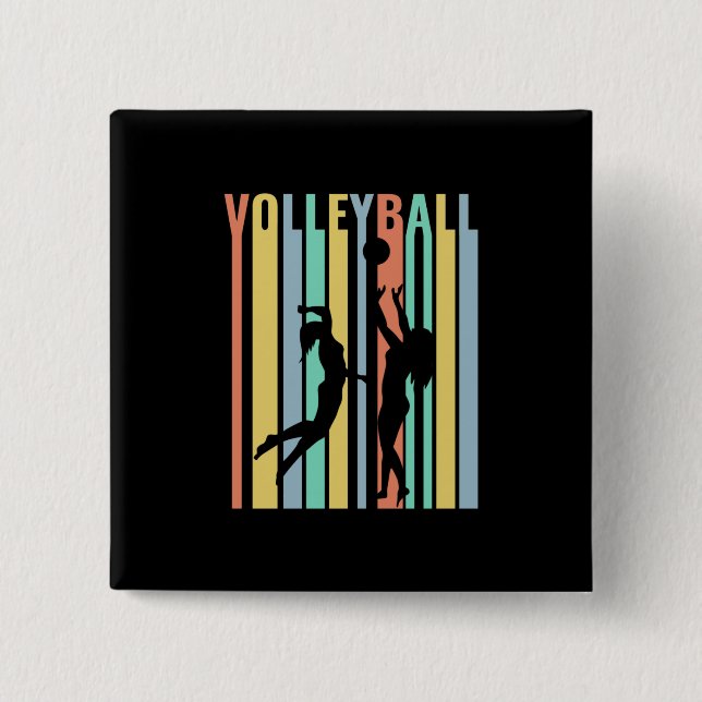Chapa Cuadrada Voleibol Voleibol de playa Retro (Anverso)