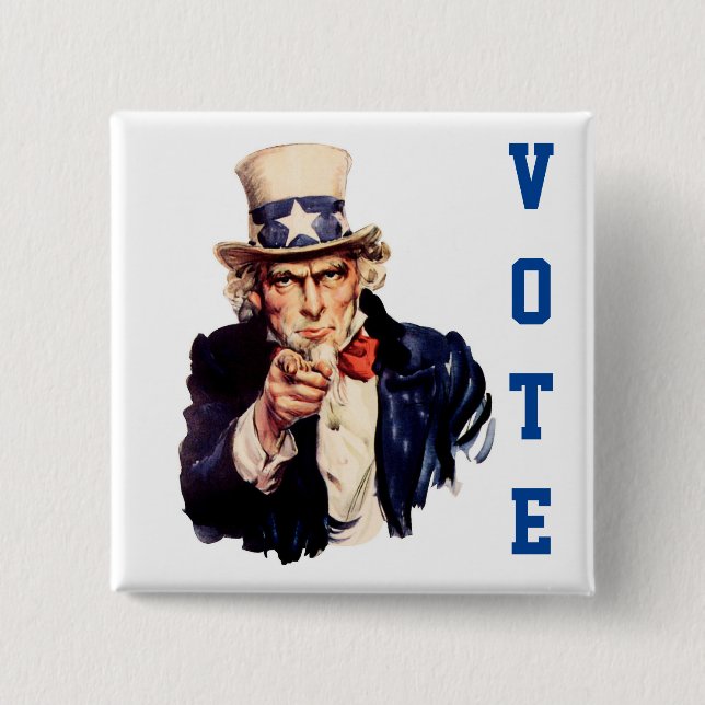 Chapa Cuadrada Votación democrática Tío Sam (Anverso)