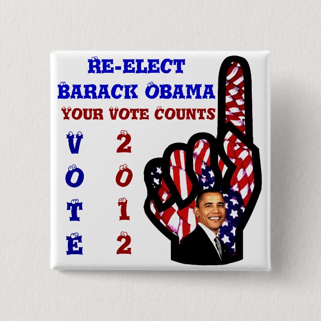Chapa Cuadrada Votación por Barack Obama 2012_ (Anverso)