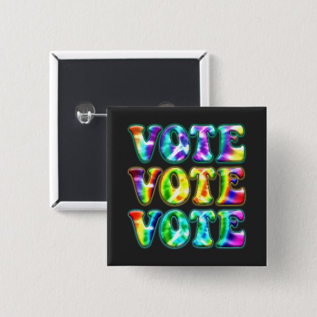 Chapa Cuadrada Votación retro saca el voto con tinte de empate vi (Anverso y reverso)