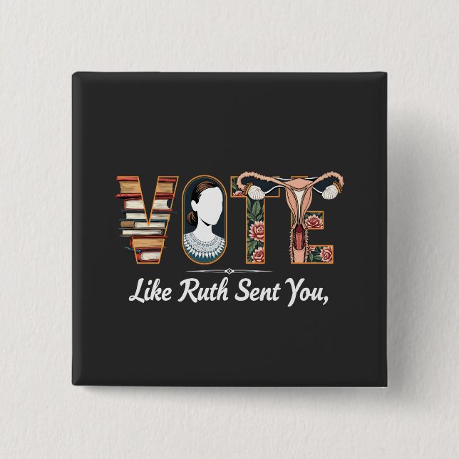 Chapa Cuadrada Votar como Ruth te envió a ti Harris LGBTQ Equalit (Anverso)