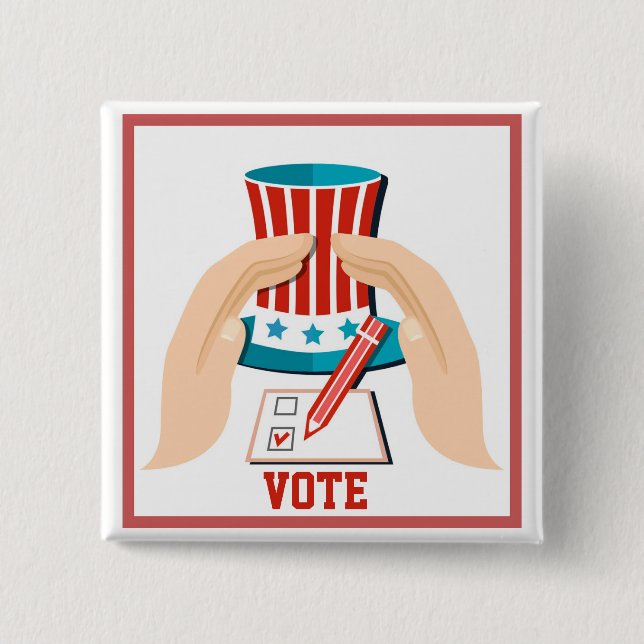 Chapa Cuadrada Votar por elecciones presidenciales rojas (Anverso)