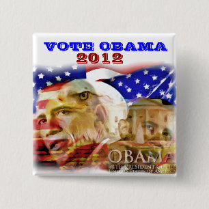 Chapa Cuadrada Votar por Obama 2012_Button