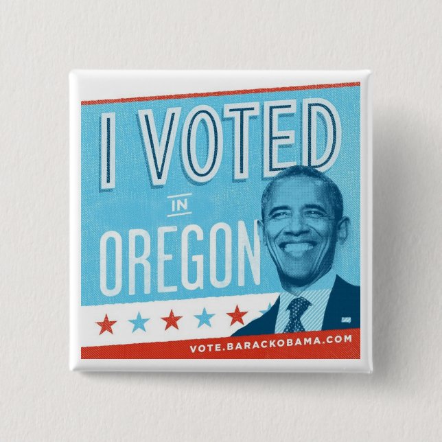 Chapa Cuadrada Voté en Oregon por Obama (Anverso)