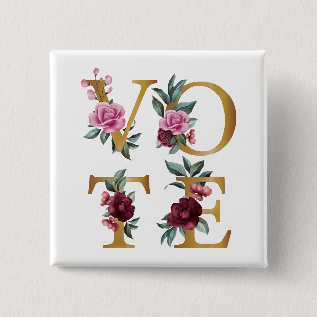 Chapa Cuadrada Voto de Go Feminine Elegine Femenino con Floral de (Anverso)