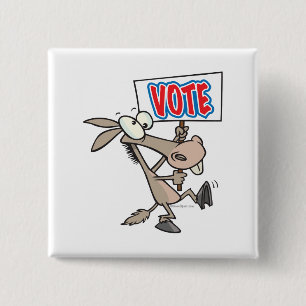 Chapa Cuadrada voto divertido demócrata burro caricatura