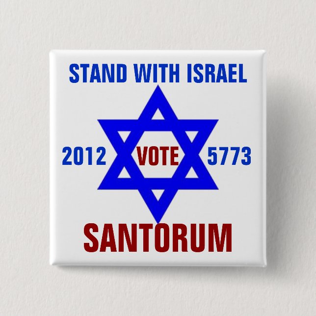 Chapa Cuadrada Voto Santorum de Israel de la ayuda (Anverso)