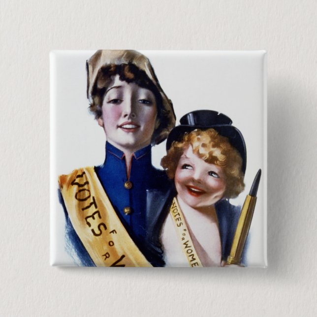 Chapa Cuadrada Votos para las mujeres - Suffrage de las mujeres, (Anverso)