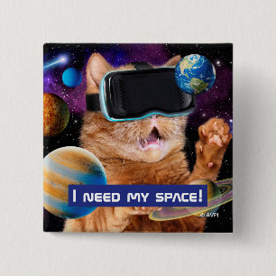 Chapa Cuadrada VR Cat En El Espacio