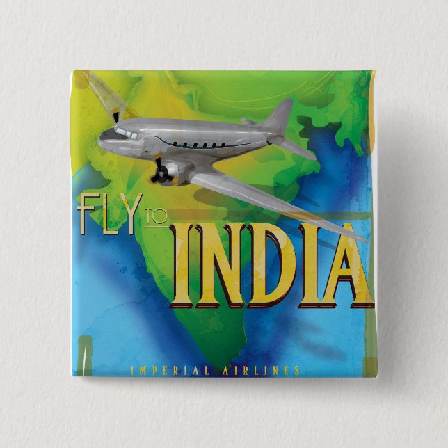 Chapa Cuadrada Vuela a la India (Anverso)