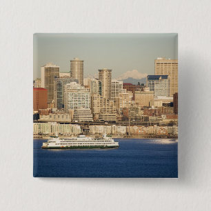 Chapa Cuadrada WA, Seattle, horizonte de Seattle y bahía de Ellio