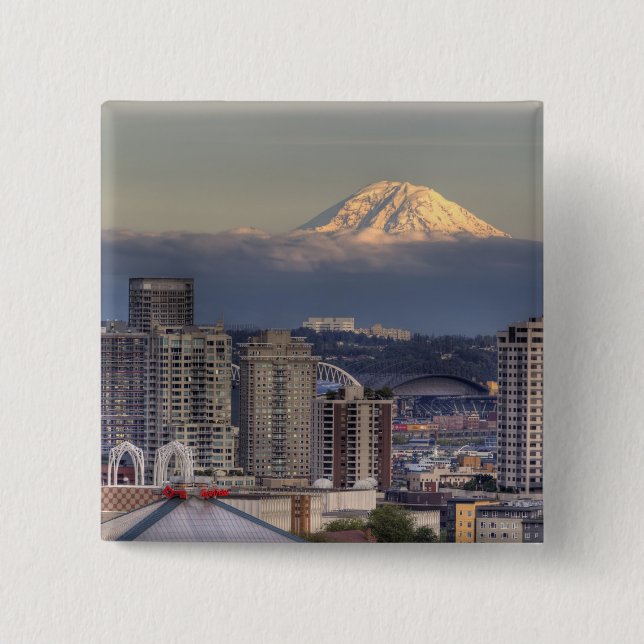 Chapa Cuadrada WA, Seattle, Mount Rainier desde Kerry Park (Anverso)