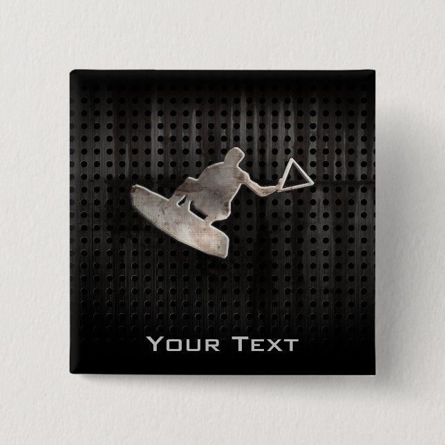 Chapa Cuadrada Wakeboarder; Negro fresco (Anverso)