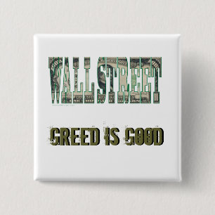 Chapa Cuadrada Wall Street/codicia es buena