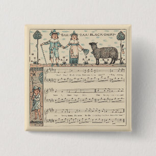 Chapa Cuadrada Walter Crane Baa Baa Oveja Negra Rima Infantil