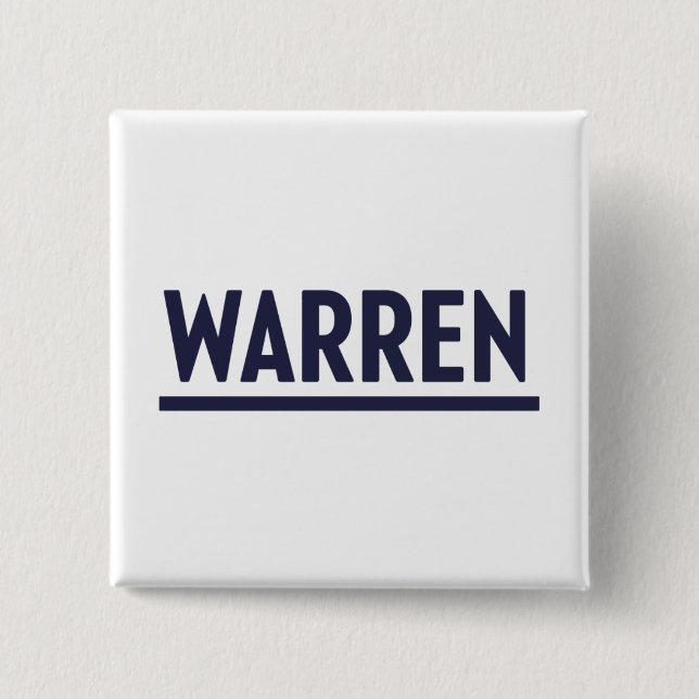 Chapa Cuadrada Warren para presidente (Anverso)