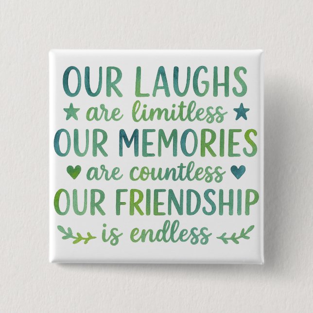 Chapa Cuadrada Watercolor Friendship Quote (Anverso)