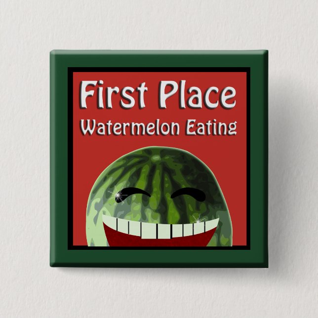 Chapa Cuadrada Watermelon Picnic 1er lugar sandía Comer (Anverso)