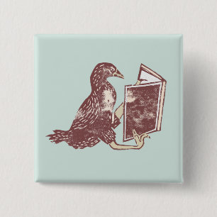 Chapa Cuadrada Weka Bird leyendo un libro