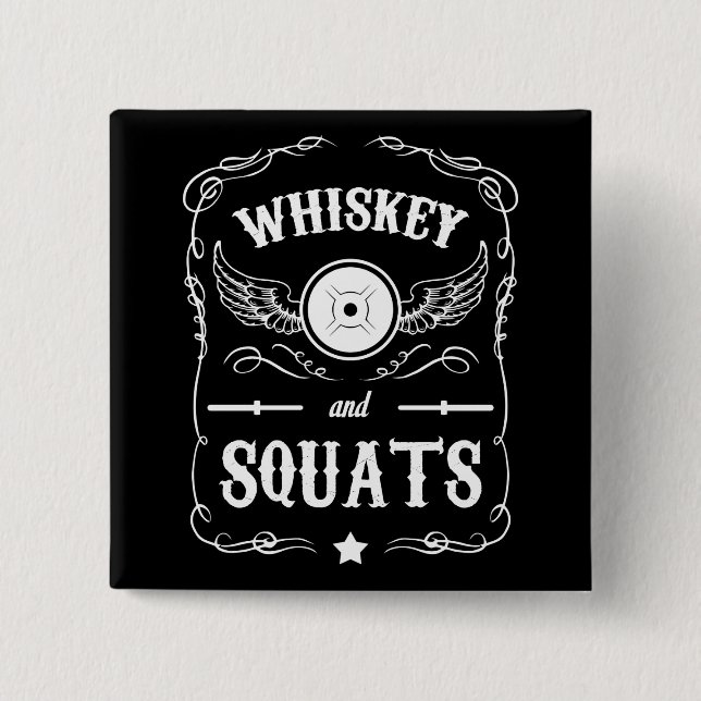 Chapa Cuadrada Whiskey y Squats - Motivación por "Levantamiento d (Anverso)