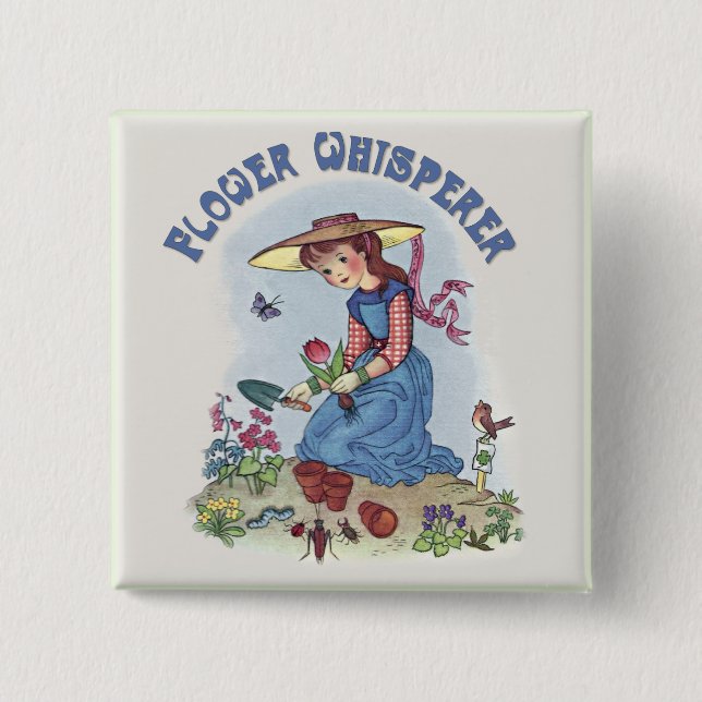 Chapa Cuadrada Whisperer de flores (Anverso)
