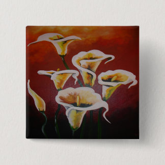 Chapa Cuadrada  White Calla Lilies Artistic Cut Flowers On Brown