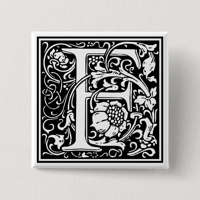 Chapa Cuadrada William Morris Alphabet "F" (Anverso)