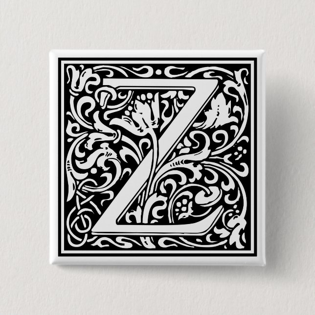 Chapa Cuadrada William Morris Alphabet "Z" (Anverso)